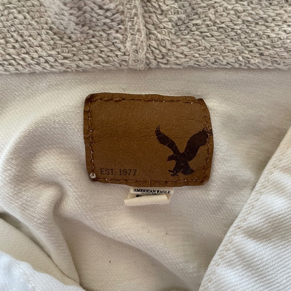 American Eagle White Denim & Terry Fleece Jacket - Picture 3 of 3